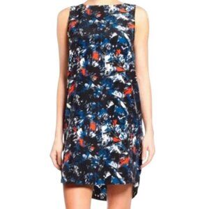 Halogen abstract print sleeveless shift dress size M